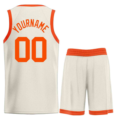 Custom Cream Orange Classic Sets Bull Basketball Jersey