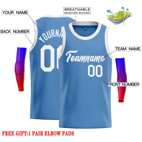 Custom Light Blue White Classic Tops Casual Basketball Jersey