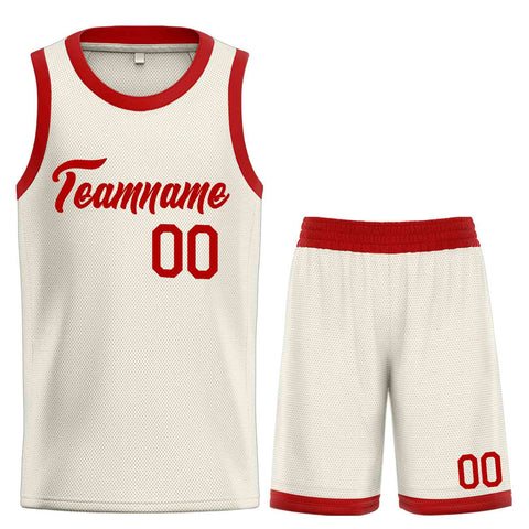 Custom Cream Red Heal Sports Uniform Classic Sets Basketball Jersey