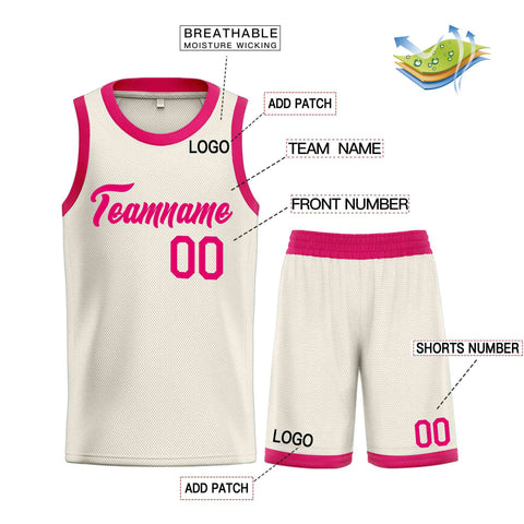 Custom Cream Pink Heal Sports Uniform Classic Sets Basketball Jersey