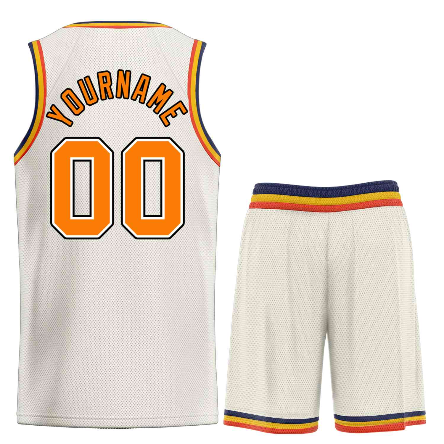 Custom Cream Orange-Black Classic Sets Bull Basketball Jersey
