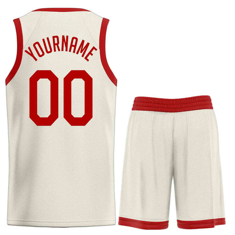 Custom Cream Red Classic Sets Sports Uniform Basketball Jersey