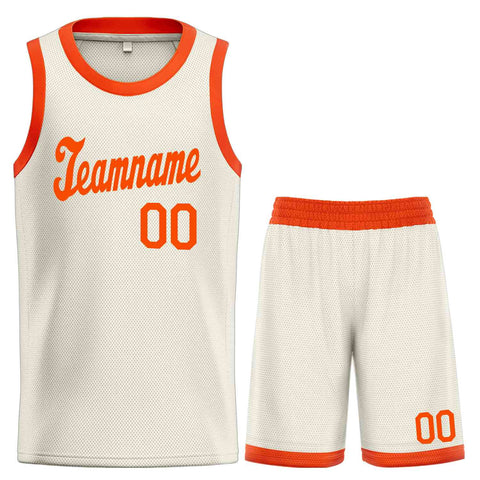 Custom Cream Orange Classic Sets Sports Uniform Basketball Jersey