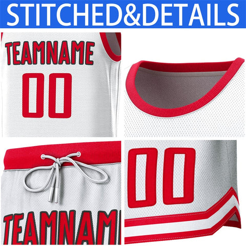 Custom White Red Classic Sets Basketball Jersey
