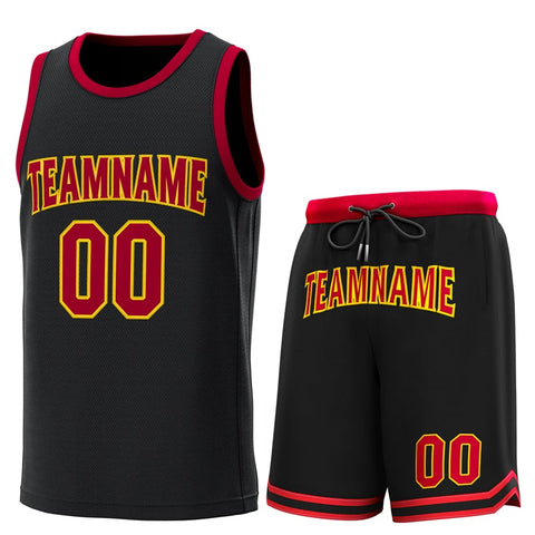 Custom Black Crimson Classic Sets Basketball Jersey