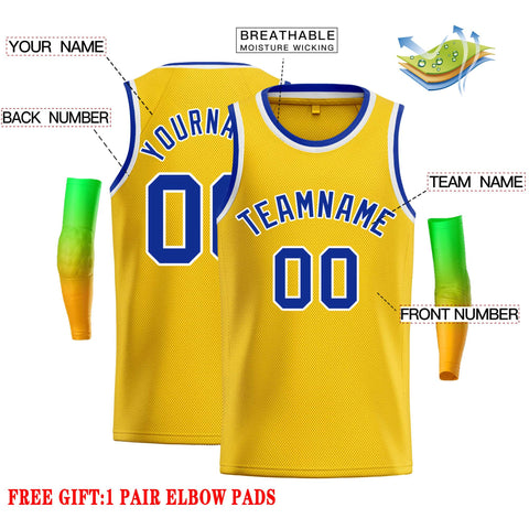 Custom Yellow Royal-White Classic Tops Casual Basketball Jersey