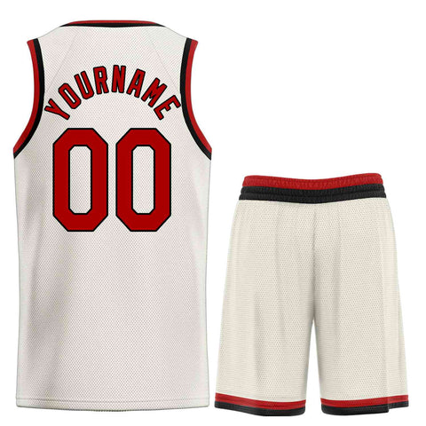 Custom Cream Red-Black Heal Sports Uniform Classic Sets Basketball Jersey