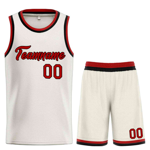 Custom Cream Red-Black Heal Sports Uniform Classic Sets Basketball Jersey