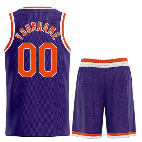Custom Purple Orange-White Heal Sports Uniform Classic Sets Basketball Jersey