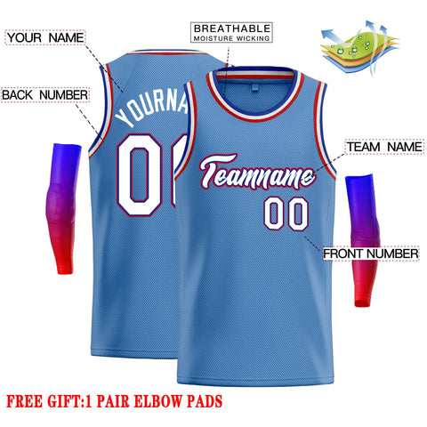 Custom Light Blue White-Royal Classic Tops Casual Basketball Jersey