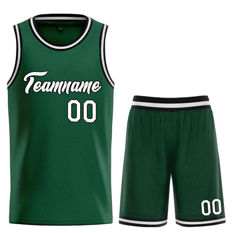 Custom Hunter Green White-Black Heal Sports Uniform Classic Sets Basketball Jersey