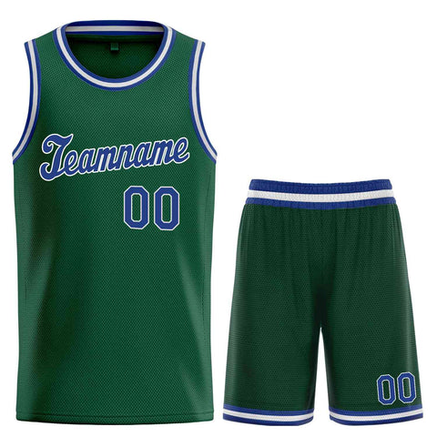 Custom Hunter Green Royal-White Classic Sets Sports Uniform Basketball Jersey