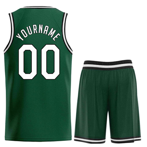 Custom Hunter Green White-Black Classic Sets Sports Uniform Basketball Jersey