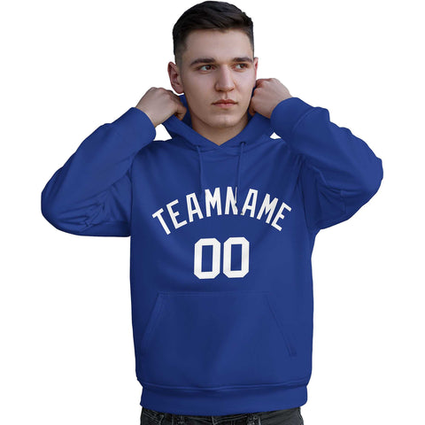 Custom Royal White Classic Style Personalized Sport Pullover Hoodie