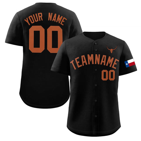 Custom Black Orange Texas Flag Classic Style Authentic Baseball Jersey