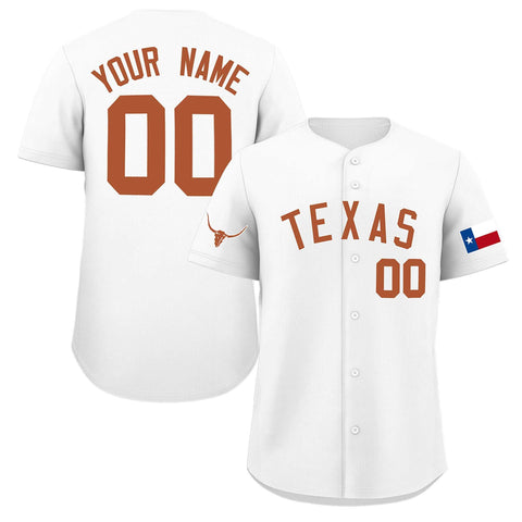 Custom White Orange Texas Flag Classic Style Authentic Baseball Jersey