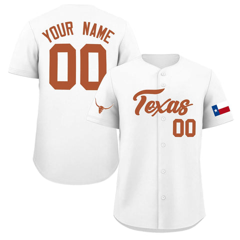 Custom White Orange Texas Flag Classic Style Authentic Baseball Jersey