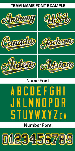 Custom Kelly Green Personalized Camo Font Authentic Baseball Jersey