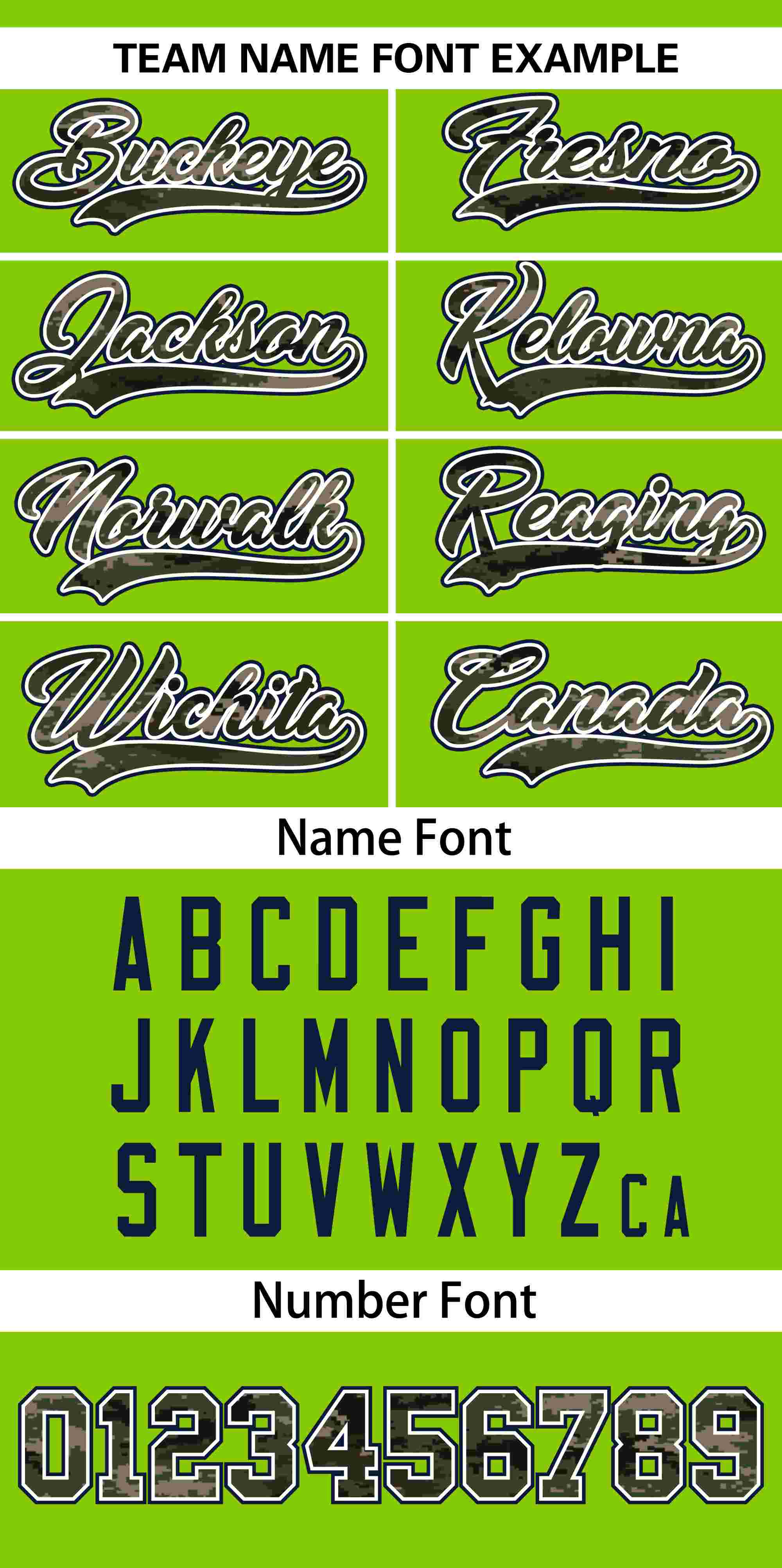 Custom Neon Green Personalized Camo Font Authentic Baseball Jersey