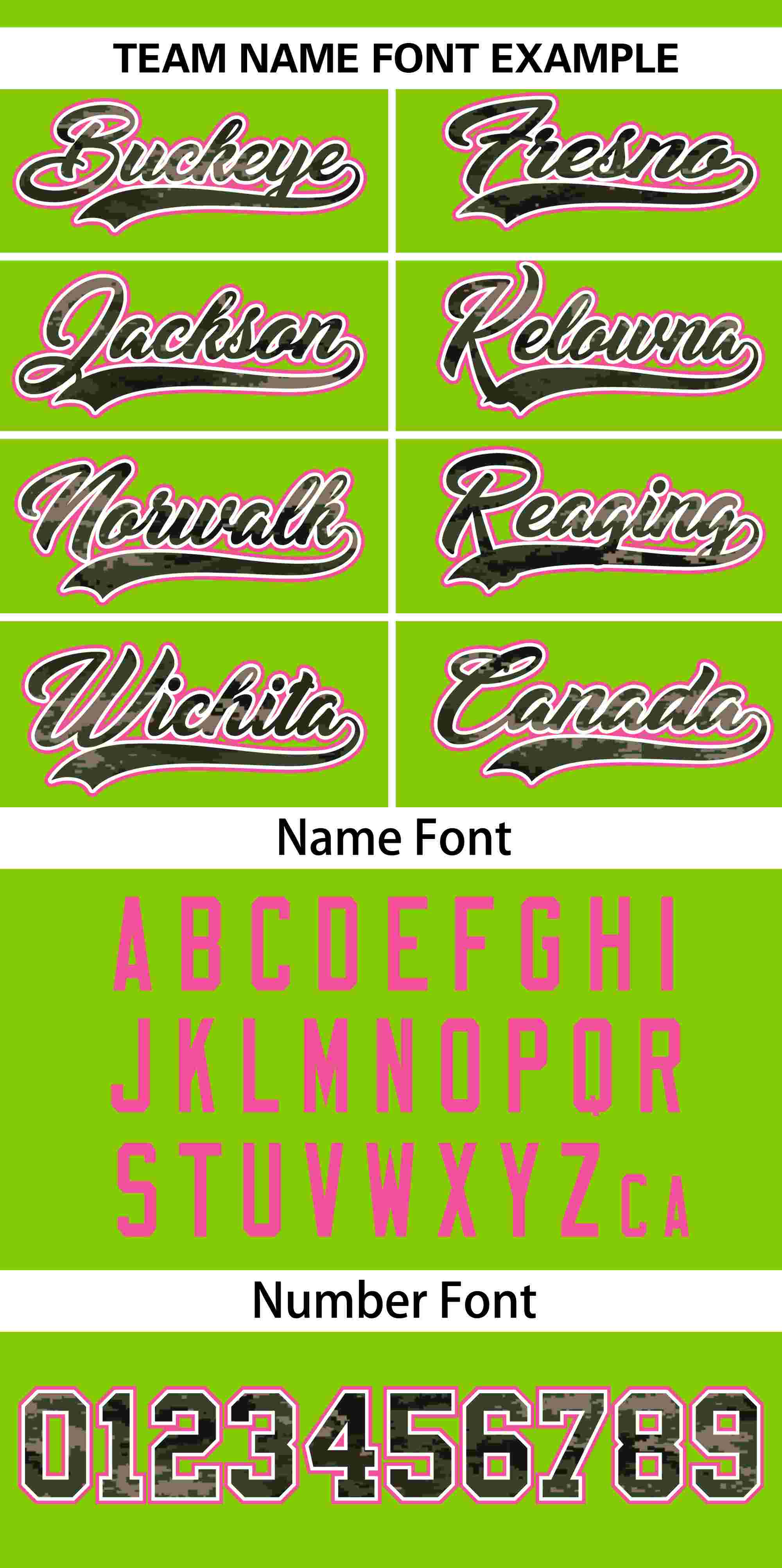 Custom Neon Green Personalized Camo Font Authentic Baseball Jersey
