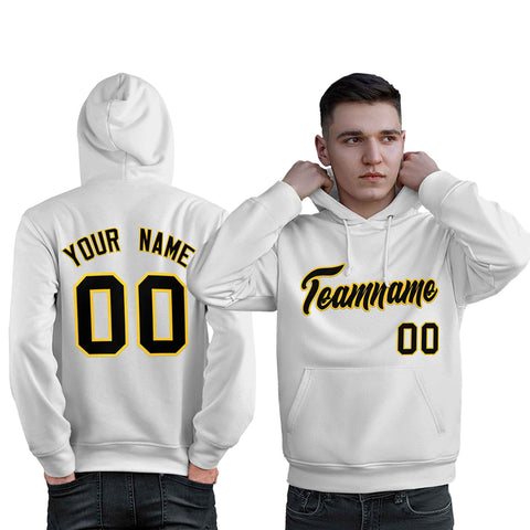 Custom White Gold-Black Classic Style Personalized Sport Pullover Hoodie