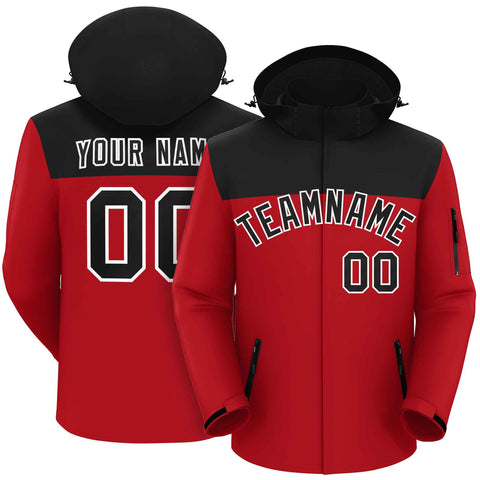 Custom Black Red-White Two Tone Waterproof Jacket