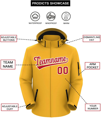 Custom Gold Red-White Classic Style Waterproof Jacket