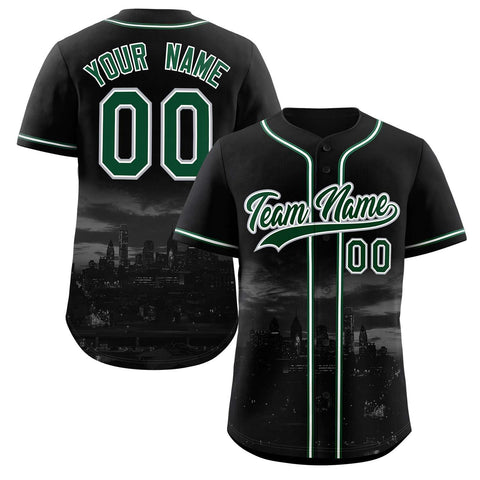Custom Black Green-White Philadelphia City Connect Baseball Jersey