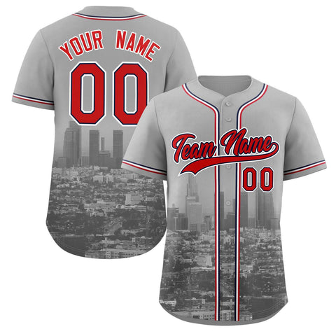 Custom Gray Red-Navy Los Angeles City Connect Baseball Jersey