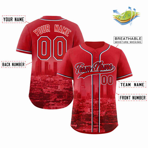 Custom Red Red-Navy Los Angeles City Connect Baseball Jersey