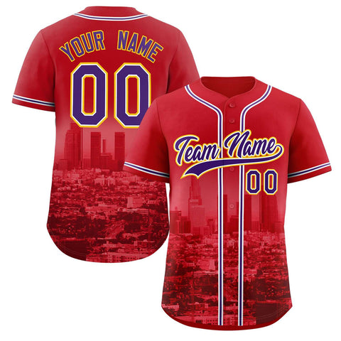 Custom Red Purple-White Los Angeles City Connect Baseball Jersey