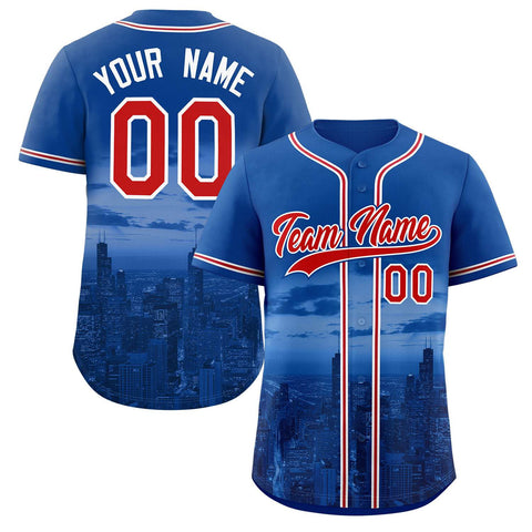 Custom Royal Red-White Chicago City Connect Baseball Jersey