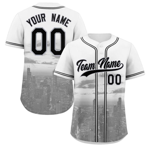 Custom White Black-Gray Chicago City Connect Baseball Jersey
