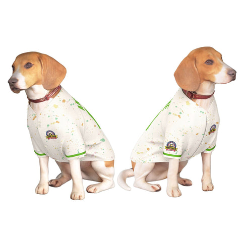 Custom Cream Green Personalized Splash Graffiti Pattern Dog Jersey