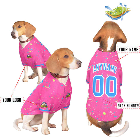 Custom Pink Powder Blue Personalized Splash Graffiti Pattern Dog Jersey