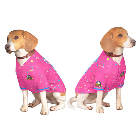 Custom Pink Powder Blue Personalized Splash Graffiti Pattern Dog Jersey