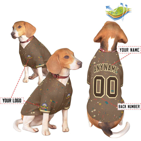 Custom Light Brown Brown Personalized Splash Graffiti Pattern Dog Jersey