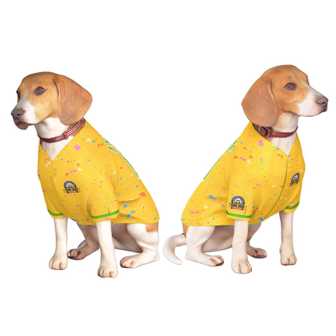 Custom Gold Green Personalized Splash Graffiti Pattern Dog Jersey