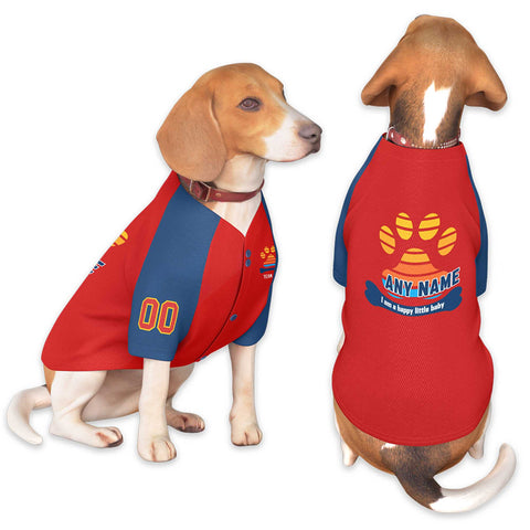 Custom Red Navy Raglan Sleeves Dog Jersey
