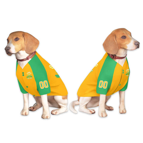 Custom Gold Kelly Green Raglan Sleeves Dog Jersey
