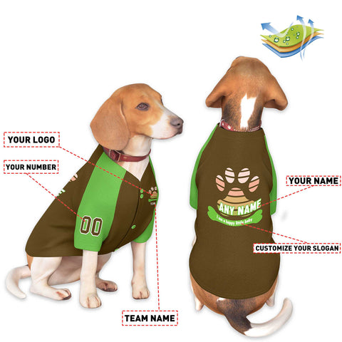 Custom Brown Kelly Green Raglan Sleeves Dog Jersey