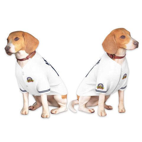 Custom White Navy Classic Style Dog Jersey