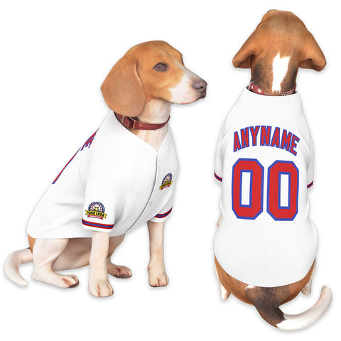Custom White Red-Royal Classic Style Dog Jersey
