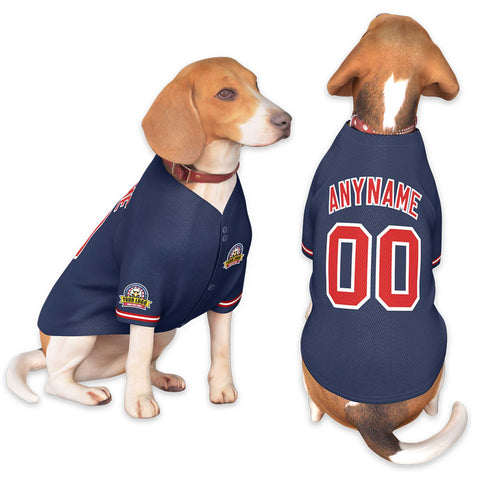 Custom Navy Red-White Classic Style Dog Jersey