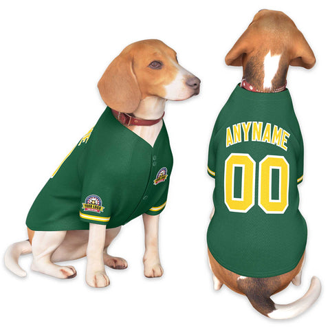 Custom Green Gold-White Classic Style Dog Jersey