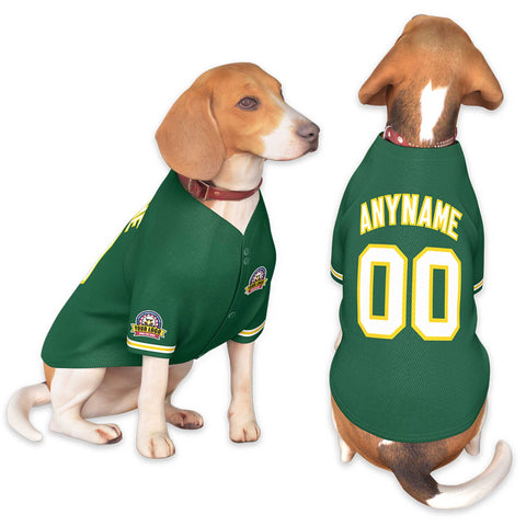 Custom Green White-Gold Classic Style Dog Jersey