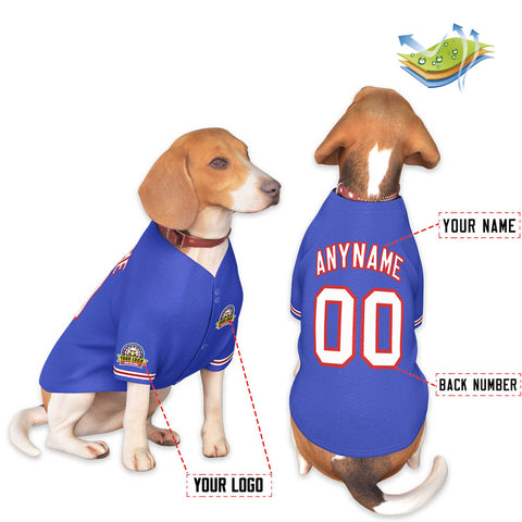 Custom Royal White-Red Classic Style Dog Jersey