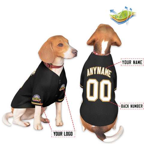 Custom Black White-Old Gold Classic Style Dog Jersey