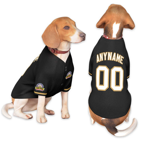 Custom Black White-Old Gold Classic Style Dog Jersey