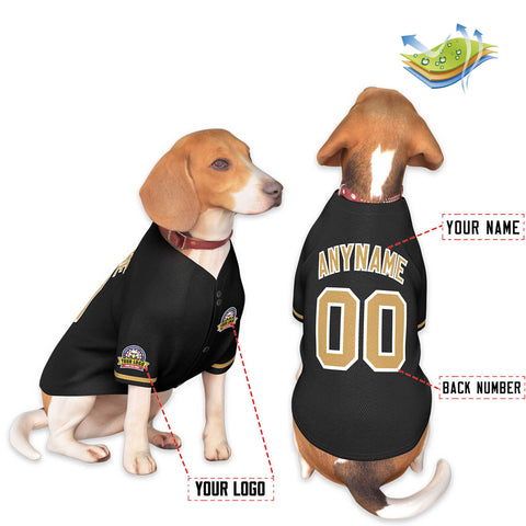 Custom Black Old Gold-White Classic Style Dog Jersey